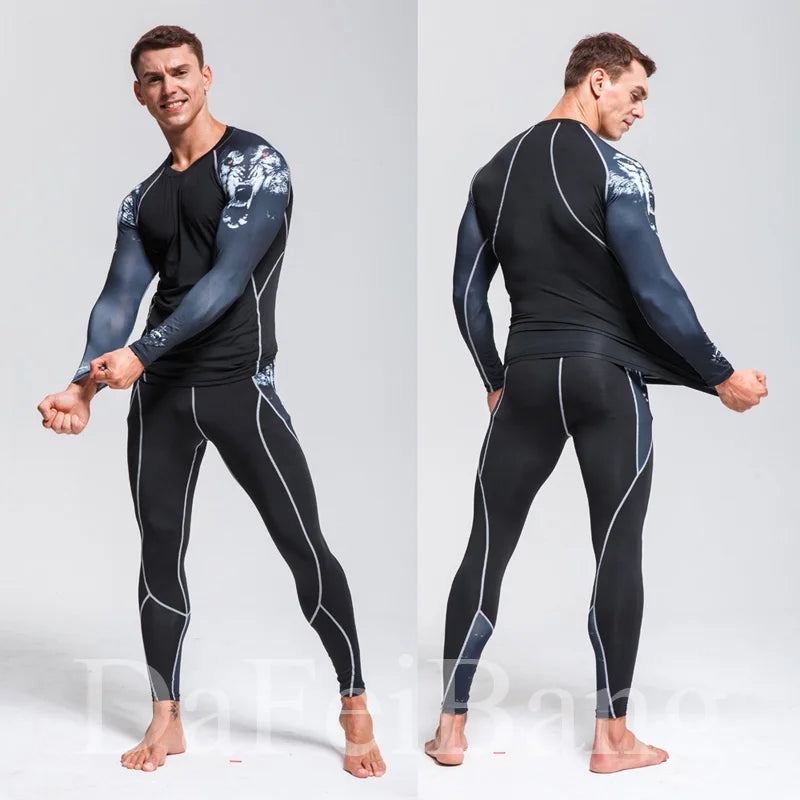 New Men's Thermal Underwear Sets, Compression Sports Suit, Sweat-Wicking, Quick-Drying Thermal Underwear, Men's Long Johns Sets