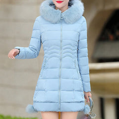 Women's autumn and spring puffer jacket, solid color, long sleeves, high collar, design with faux fur collar, zipper closure, 2025