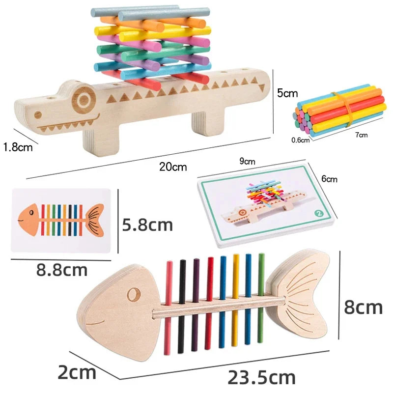 Jouets sensoriels Montessori assortis aux couleurs, bâton d'équilibre en bois, jeu d'entraînement fin, jouet Puzzle pour garçons et filles, cadeau d'anniversaire et de noël