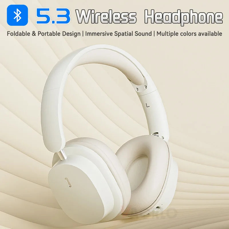 Casque sans fil Bluetooth 5.3 à la mode, casque stéréo HIFI portable supra-auriculaire, casque d'affaires, écouteurs de jeu à faible latence, prise en charge de la connexion 3,5 mm et de la lecture de cartes TF