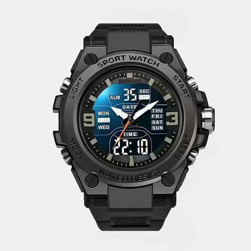 [Montre chronographe numérique pour hommes] montre chronographe multi-sport montre à quartz numérique pour hommes avec alarme Date lumineuse le Gi idéal