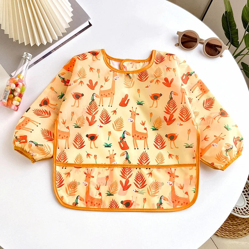 Bavoirs pour bébé, mignon, articles pour bébé, imperméable, manches longues, Smock artistique, tablier d'alimentation pour enfants