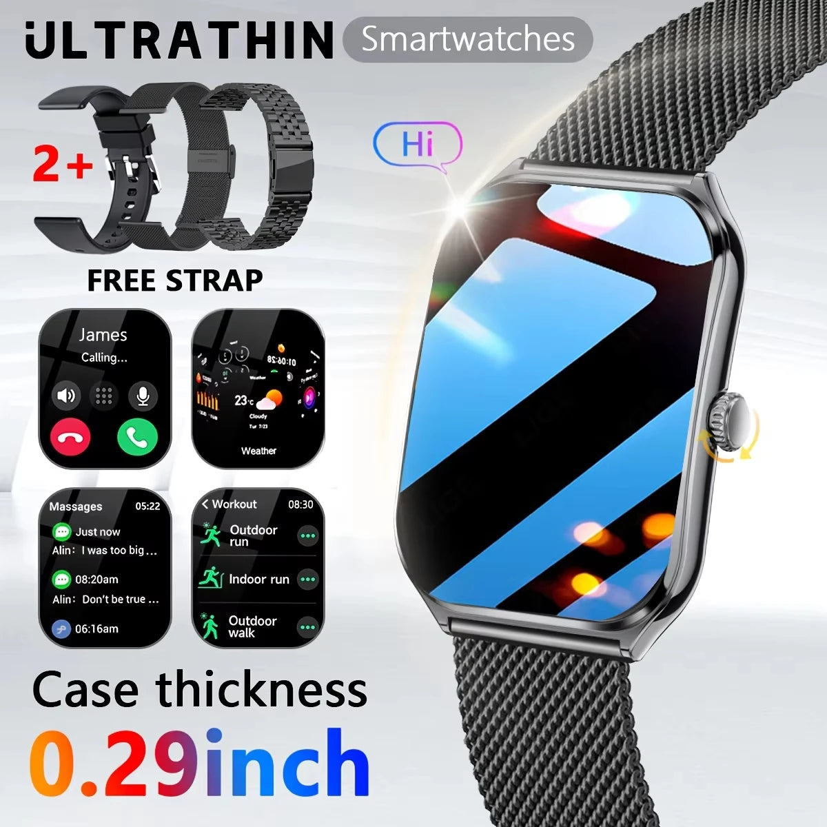 Nouvelle montre intelligente 2025, montre de sport de 1,96 pouces, étanche IP67, plus de modes sportifs 110, traqueur d'activité physique, montre ultra-mince.
