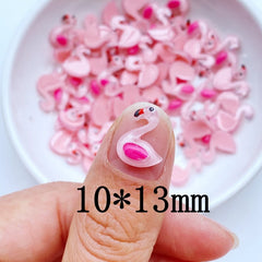 50 pièces nouveau mignon Mini 10*13mm dessin animé Animal flamant résine Figurine artisanat Flatback ornement fabrication de bijoux accessoires de coiffure