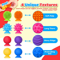 Ensemble de 8 jouets sensoriels souples en Silicone, avec ventouses texturées, jouets anti-Stress, cadeau d'activités