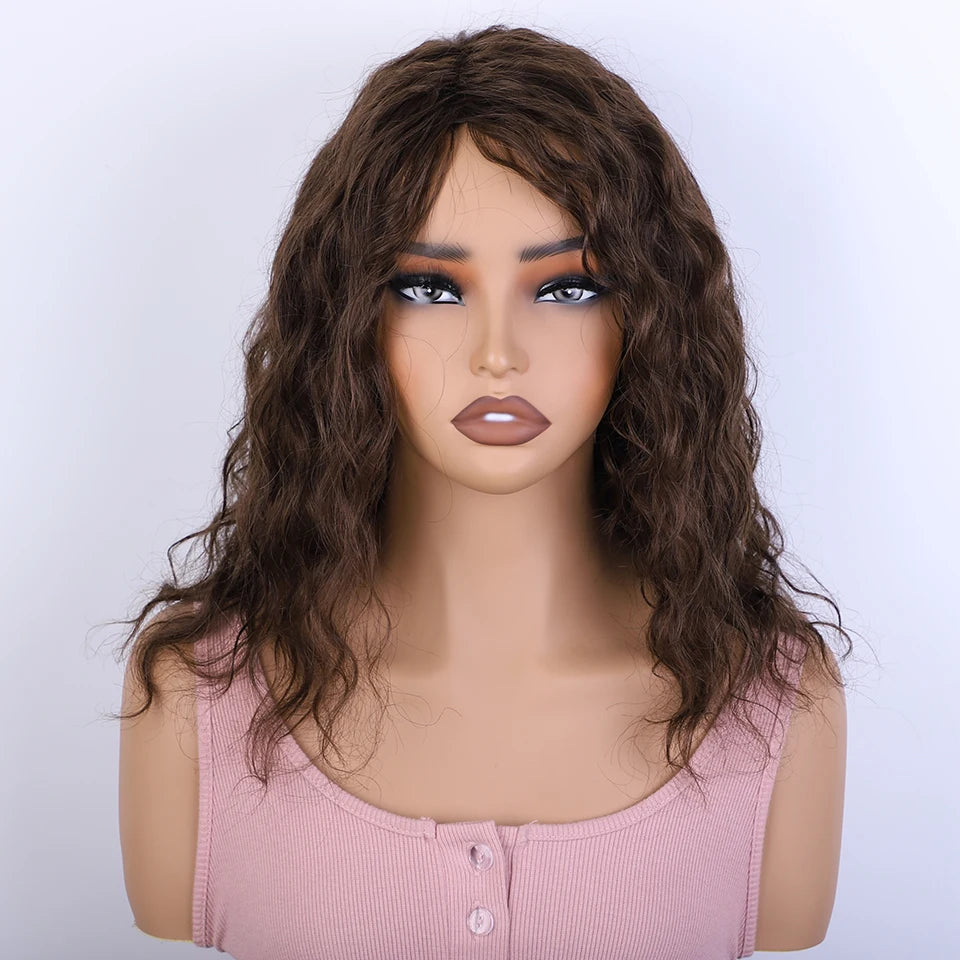 Perruques de Cheveux humains supérieures coupe lutin courte brun naturel Multi séparation 100% vrais Perruques de Cheveux humains Perruques Cheveux Humains de haute qualité
