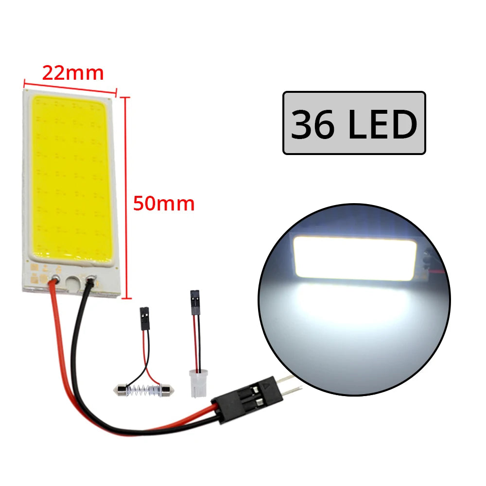 4x Cob 18SMD 24SMD 36SMD 48SMD blanc T10 W5w voiture Led dégagement panneau d'immatriculation lampe Auto intérieur lecture ampoule coffre feston lumière