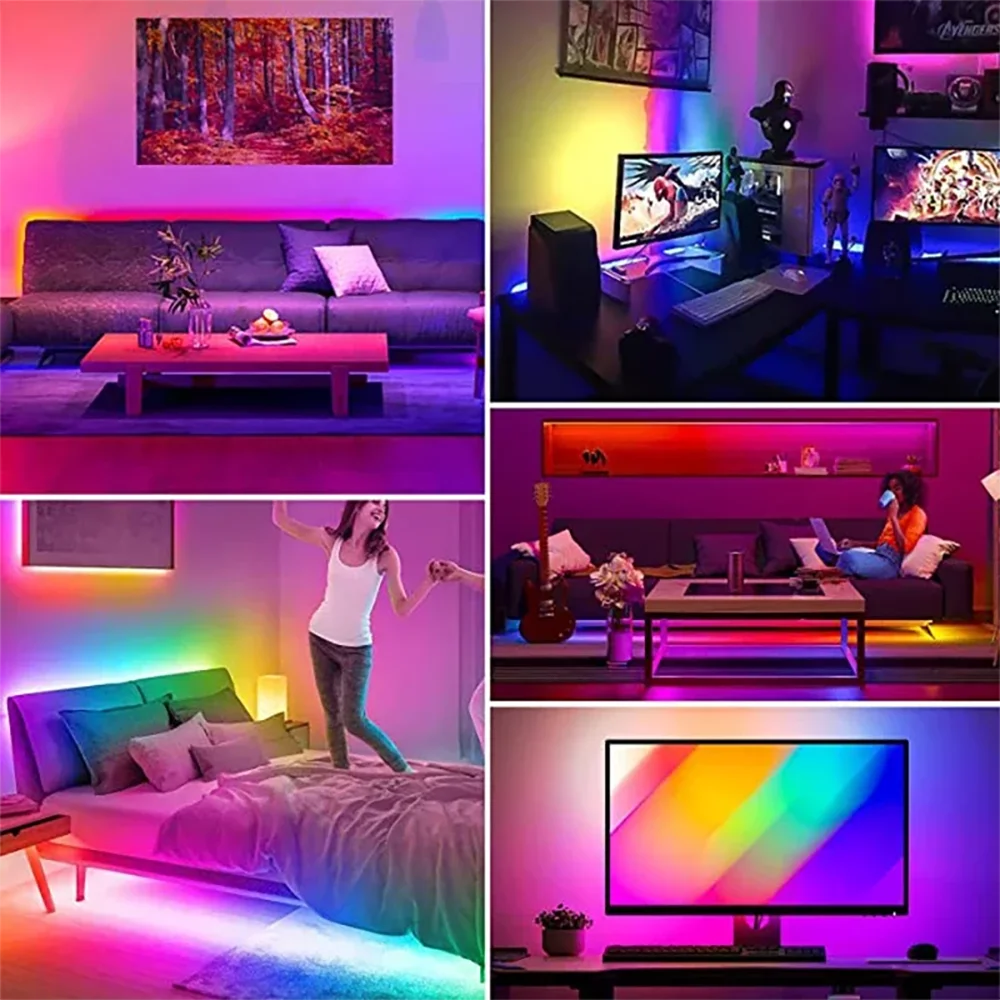 5V USB RGB 5050 LED strip light, Bluetooth app control, suitable for decorating bedrooms and children's rooms