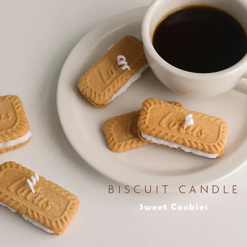 Cute handmade biscuit-shaped scented candle, for aromatherapy, soy wax, for weddings, birthdays, parties, and home decoration