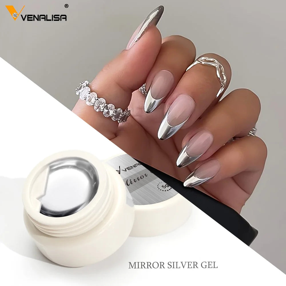 Venalisa 5ml nouveau Gel métallique UV argent or effet miroir renforcer garder les ongles C Arc UV Gel de Construction 5D Gel de modélisation