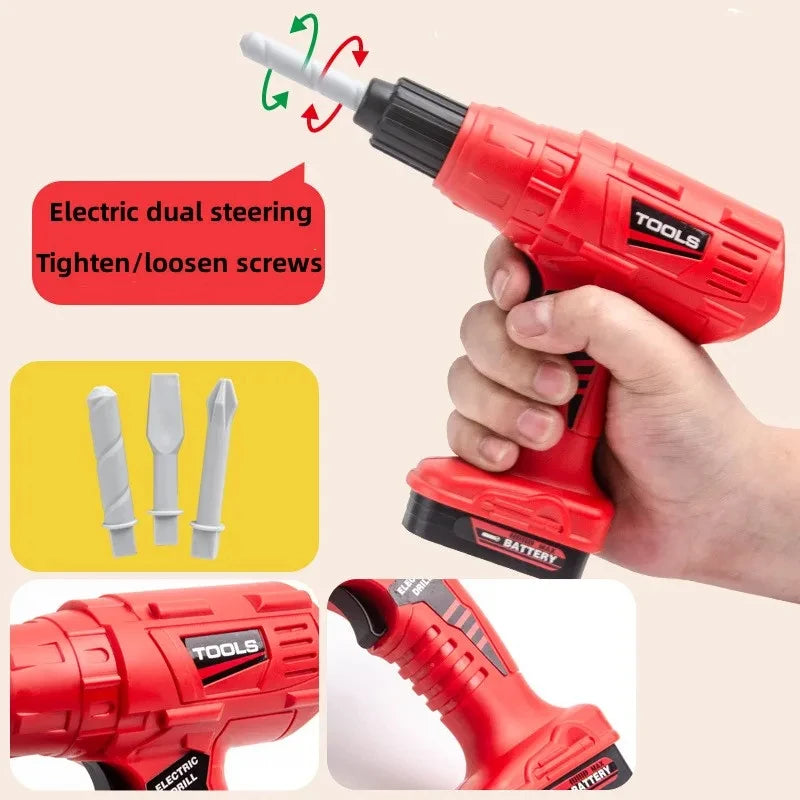Kit de boîte à outils pour enfants, jouets éducatifs, outils de réparation de Simulation, perceuse, jeu en plastique, apprentissage, ingénierie, Puzzle, jouets cadeaux pour garçon