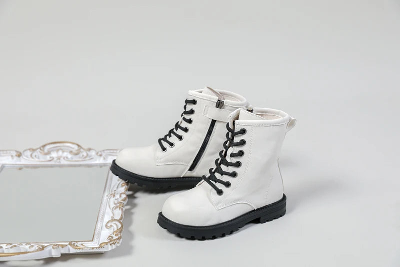 Bottes d'équitation pour enfants, chaussures de marque blanches, souples et décontractées à plateforme, nouvelle collection automne