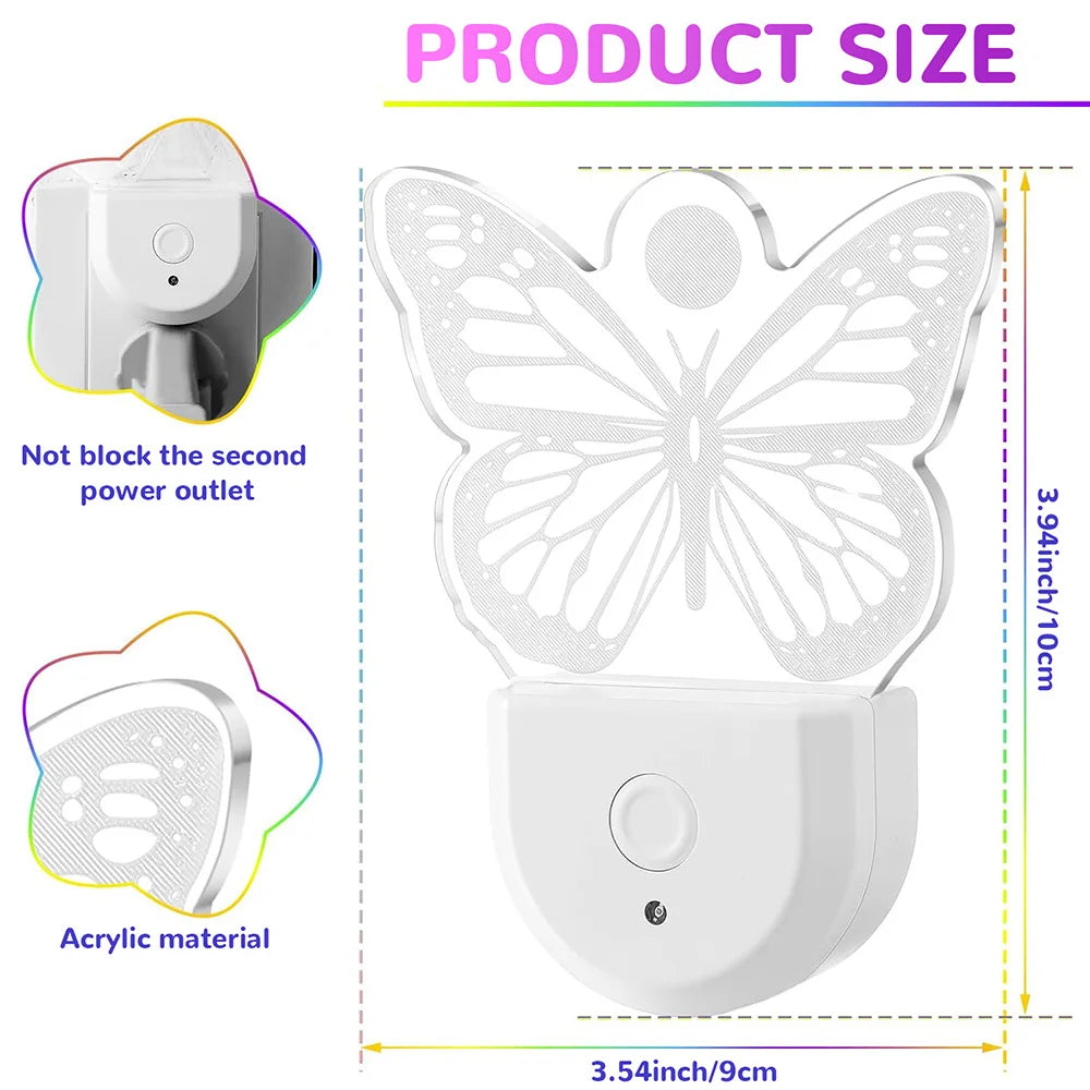 Veilleuses à brancher dans le mur, veilleuse à couleur changeante pour enfants, veilleuse LED RGB avec capteur du crépuscule à l'aube pour chambre d'enfants