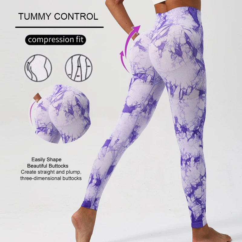 WAREBALL nouveau cravate colorant pantalons de Yoga Leggings de gymnastique femmes sans couture taille haute Push Up Sport collants Fitness entraînement Leggins