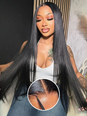 Easy-Go Sophia Straight Lace Frmetals Human Hair, Pré-plumé, Sans colle, Transparent Lace Front Wig, 30 in, 6x4, Prêt à porter