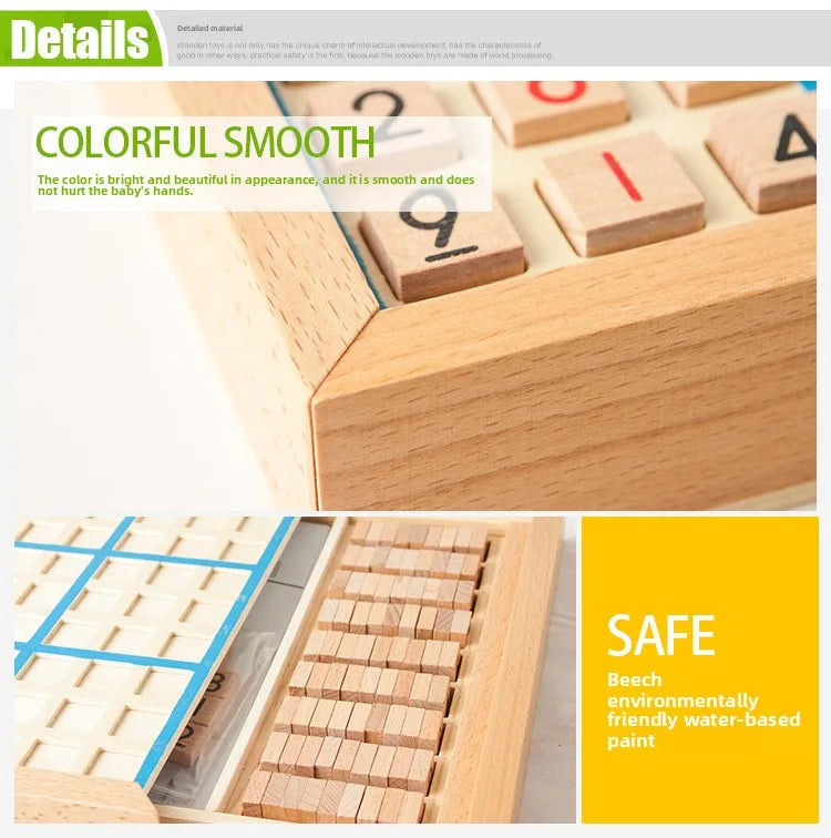 Jeu d'échecs en bois Sudoku Jiugongge, élèves du primaire, pensée logique, Puzzle pour enfants, jeu de société, jouet avec