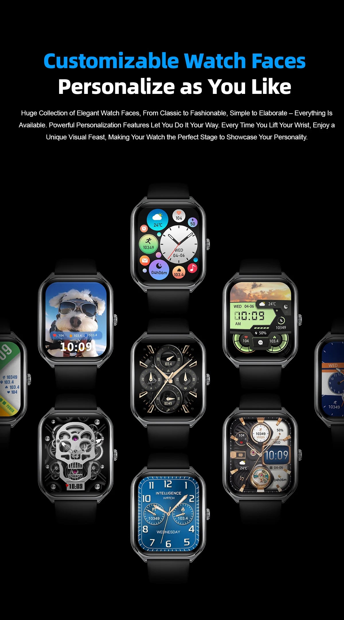 Nouvelle montre intelligente 2025, montre de sport de 1,96 pouces, étanche IP67, plus de modes sportifs 110, traqueur d'activité physique, montre ultra-mince.