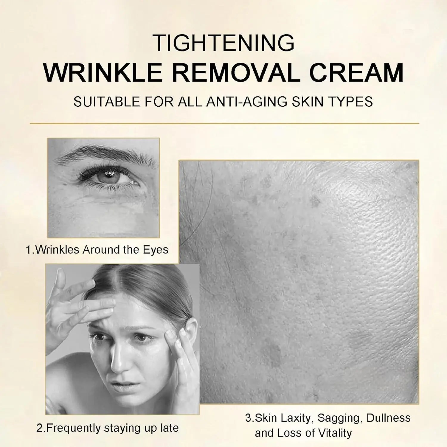 Crème pour le visage raffermissante anti-rides polypeptide, hydratation en profondeur, éclaircit la peau terne, minimise les ridules, crème hydratante de jour et de nuit