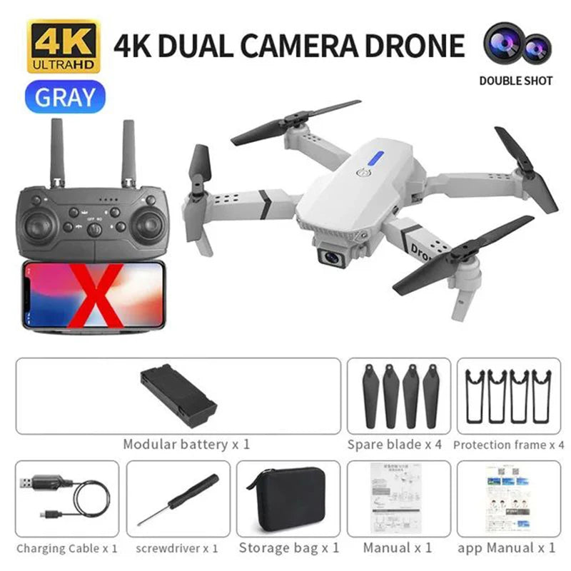 2024 nouveau E88 Pro WIFI FPV Drone grand Angle HD 4K 1080P caméra hauteur tenir RC pliable quadrirotor hélicoptère jouets cadeau