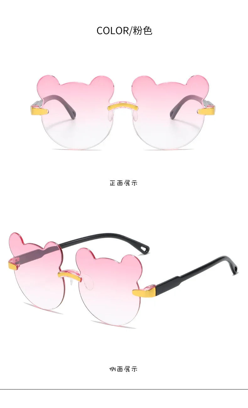 Lunettes de soleil pour enfants en forme d'ours lunettes pour enfants dessin animé sans monture UV400 lunettes pour enfants en plein air Anti-éblouissement filles garçons lunettes de soleil