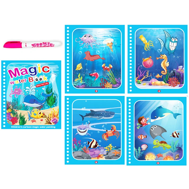 Jouets d'éducation précoce pour enfants, livre magique avec stylo, dessin à l'eau, jouets Montessori, livre de coloriage réutilisable, livre de dessin magique