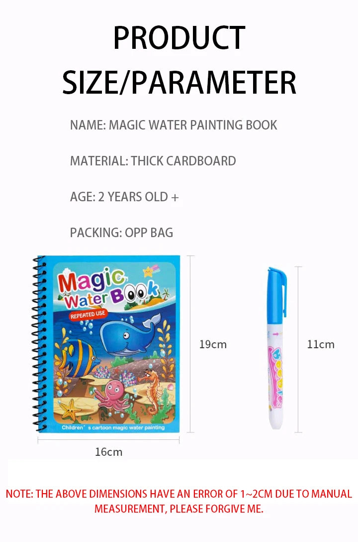 Jouets d'éducation précoce pour enfants, livre magique avec stylo, dessin à l'eau, jouets Montessori, livre de coloriage réutilisable, livre de dessin magique