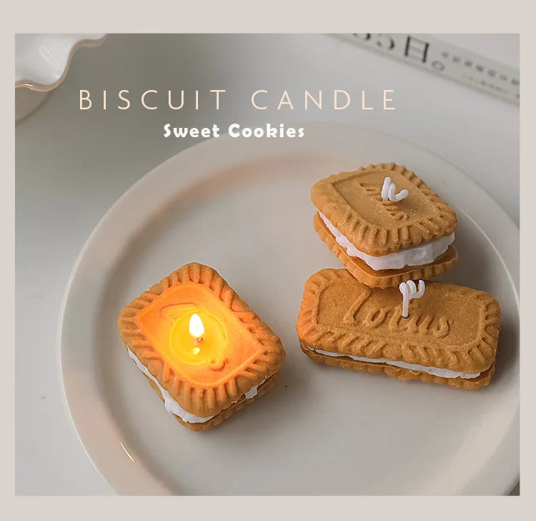 Cute handmade biscuit-shaped scented candle for aromatherapy, made of soy wax, for weddings, birthdays, parties, and home decoration.