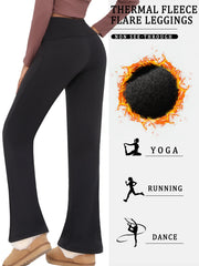 Leggings évasés en polaire taille haute pour femmes, Super doux, contrôle du ventre, pantalon Bootcut doux