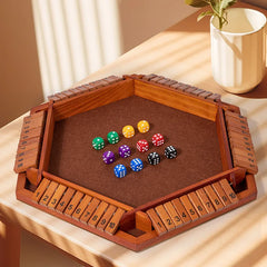 Six-sided flipping game, wooden number game, dice game in a box - parent-child board game, bar party game, leisure game