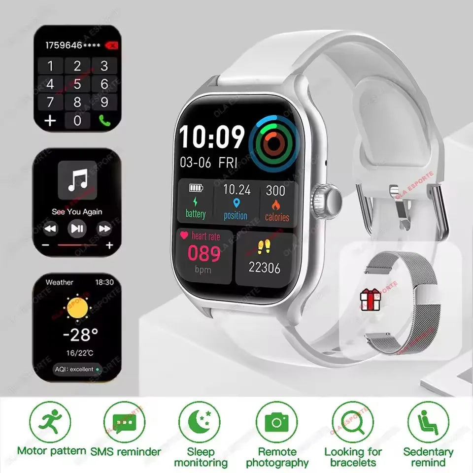 Nouvelle montre intelligente 2.01 pouces HD affichage réponse faire appel Message vue Modes de Sport bricolage cadran prévisions météorologiques pour hommes femmes