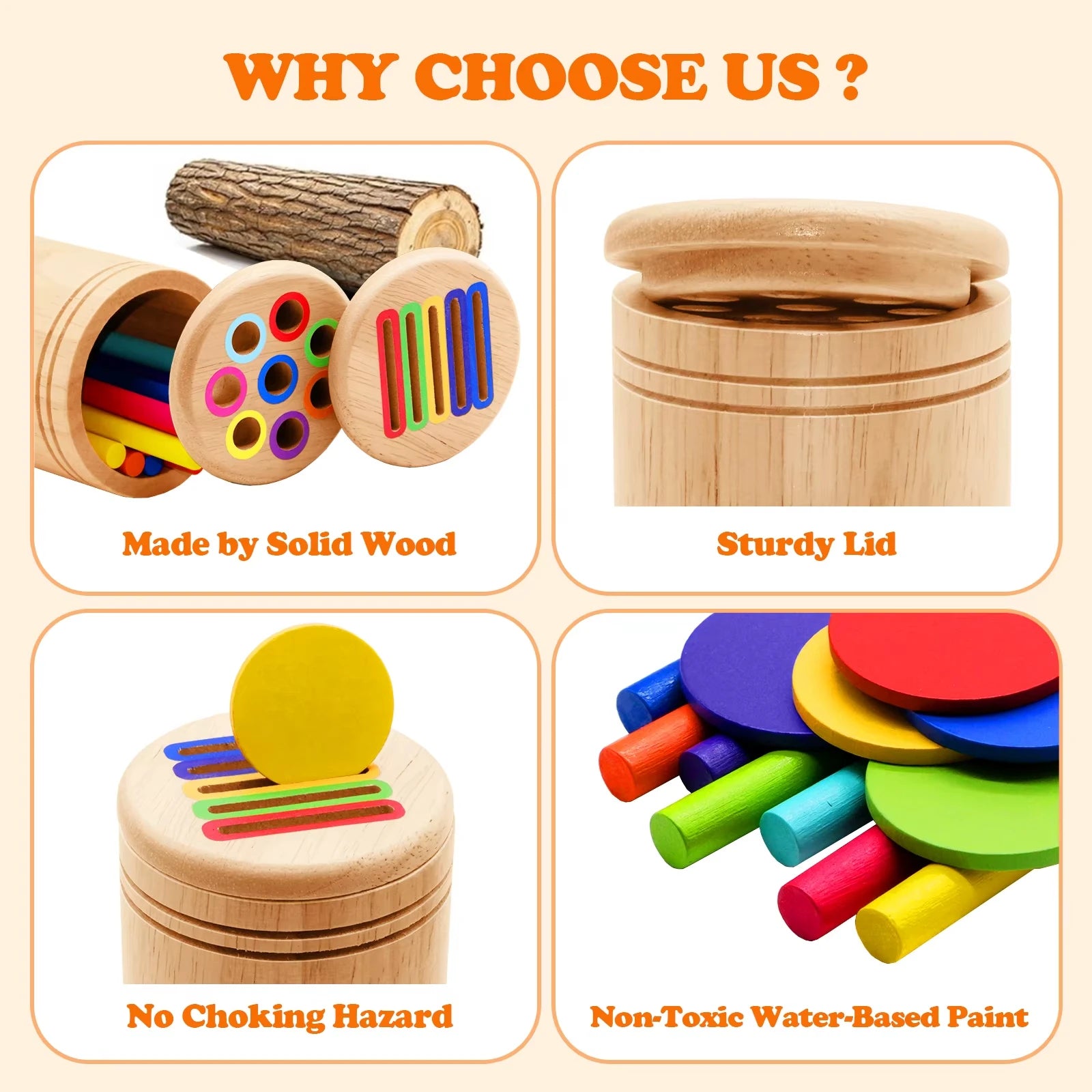 Jouets en bois Montessori, tri des couleurs, jouets à motricité Fine, jouets sensoriels assortis, Puzzle éducatif précoce pour les tout-petits