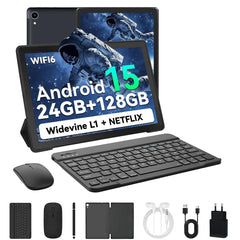 Tablette Android 15 A523, 10 pouces, 8 cœurs, 24 go + 128 go, extension 1 to, WiFi 6, 5mp + 8mp, stylet, clavier, souris, casque, PC, ensemble de coussinets