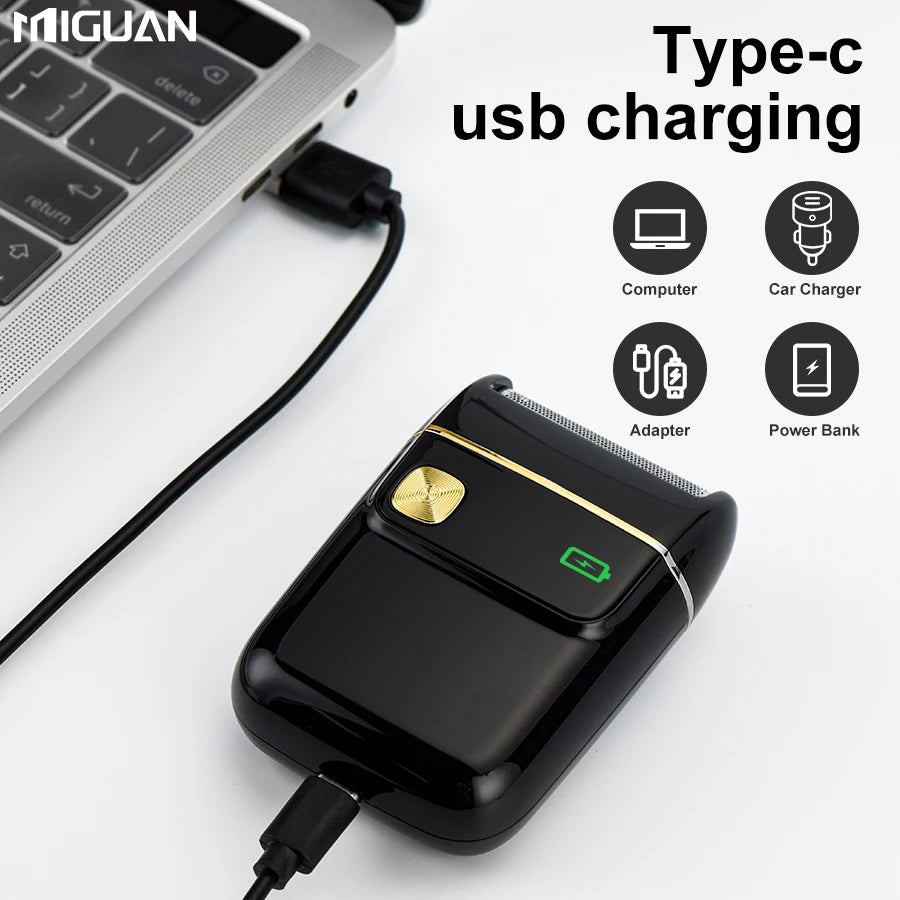 Rasoir électrique rechargeable USB-alternatif, portable, feuille remplaçable, noir-voyage et usage domestique, cadeau pour hommes