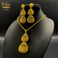 Ensembles de bijoux éthiopiens pour femmes, pendentif gouttelette, colliers de la présidence, boucles d'oreilles, ensemble de deux pièces, document en or 24 carats, cadeaux de fête de mariage érythréen