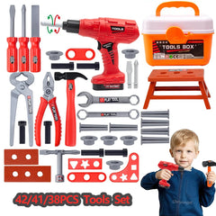 Ensemble d'outils pour enfants, jouets 38/41/42 pièces, Kit d'outils de Construction de réparation pour tout-petits, jouets éducatifs d'apprentissage, cadeau pour garçons et filles