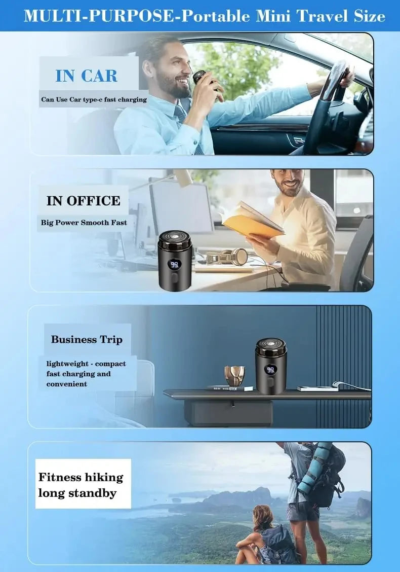 Mini rasoir électrique rechargeable pour hommes et femmes – Rasoir portable avec affichage numérique LED, chargement USB type-c pour voiture et usage domestique