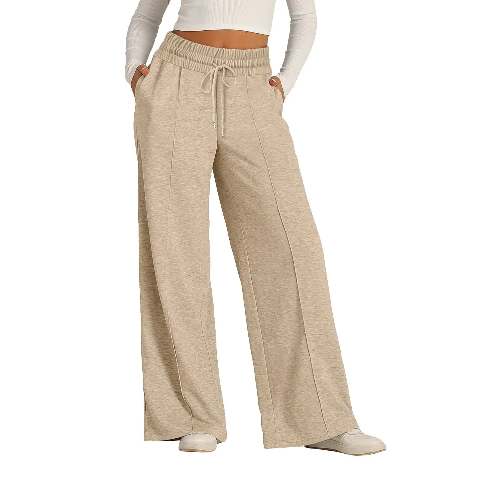Pantalon de survêtement en polaire pour femmes, Streetwear, taille haute, ample, décontracté, droit, Sport, jambes larges, Baggy, jogging