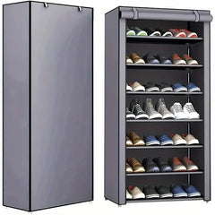 Armoire à chaussures multicouche à 6-10 niveaux avec porte volet roulante anti-poussière, facile à assembler, armoire de rangement domestique peu encombrante, adaptée aux entrées, couloirs, chambres à coucher, salons,