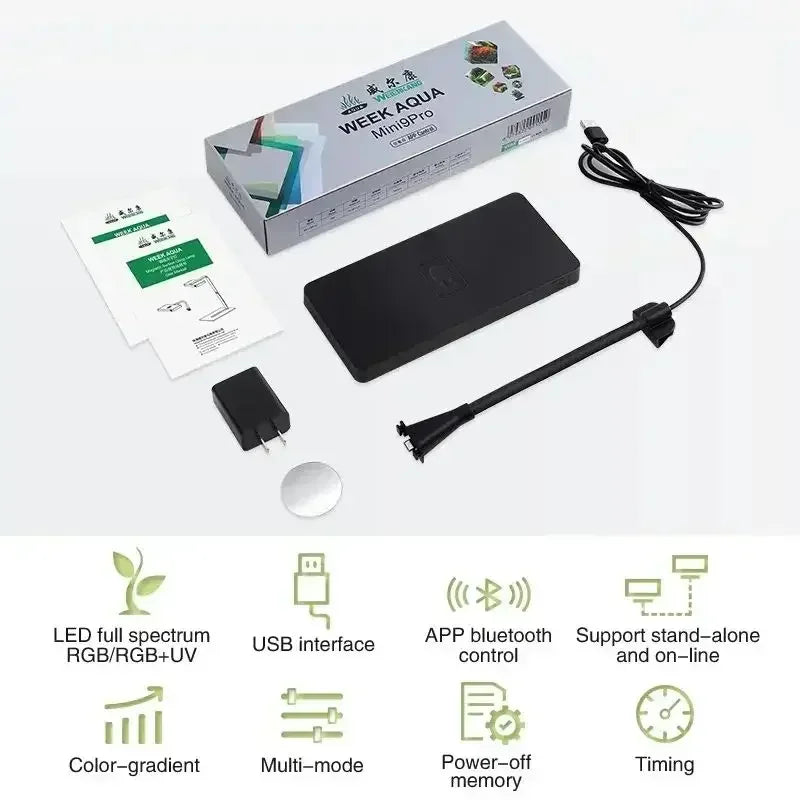 WEcavium-Mini LED Aquarium Lamp, 9 Pro USB CharacterAquarium Light, Plant Grow, Full Spectrum, Guinogy Microlandscape Lamp