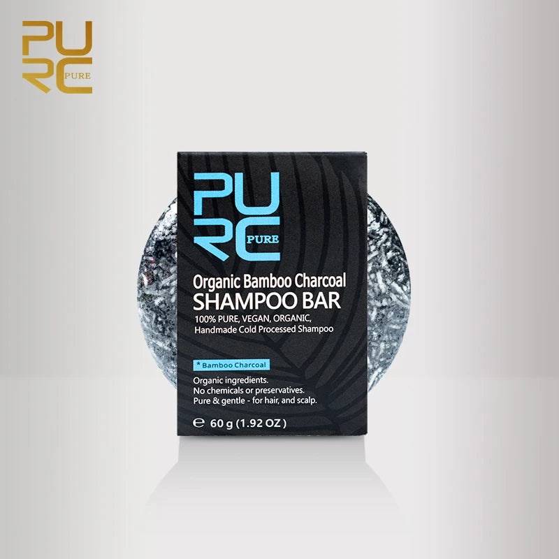PURC-Shampoing en Polygonum pour Cheveux Gris et Blanc, Barre de Traitement du Cuir oral elu, au Charbon de Bambou de Regina, Solide, 60g