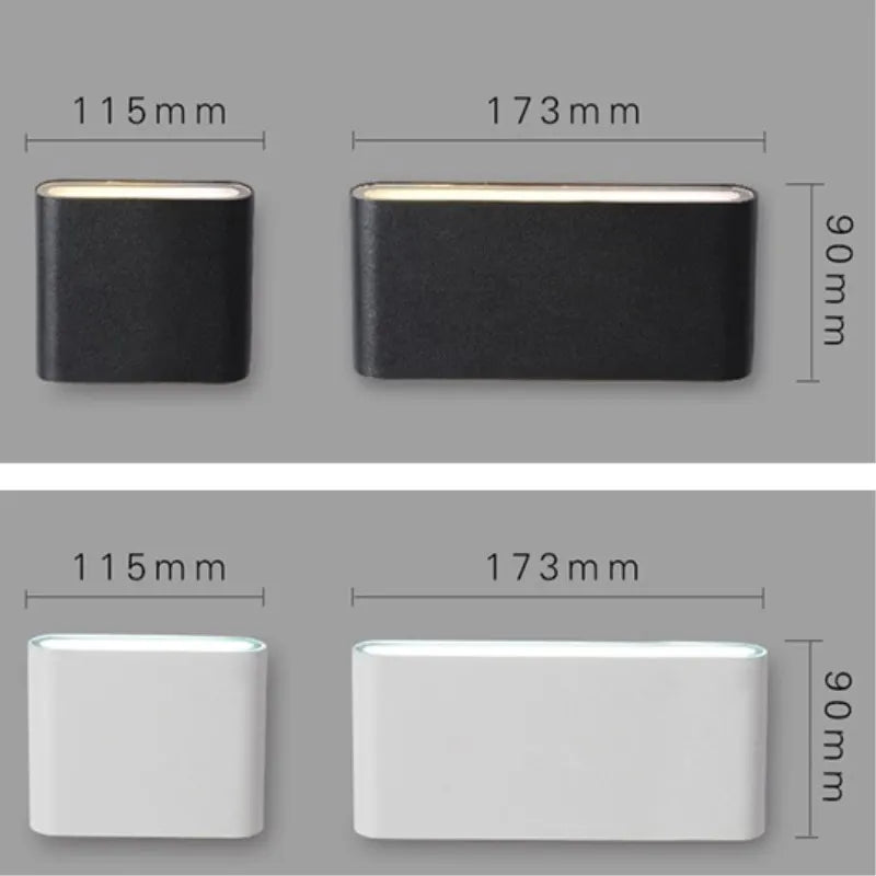 Modern Waterproof Outdoor 12W LED Wall Lamp IP65 Aluminum Up and Down Wall Sconce Garden Porch Decorative Light 110V 220V