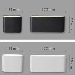 Modern Waterproof Outdoor 12W LED Wall Lamp IP65 Aluminum Up and Down Wall Sconce Garden Porch Decorative Light 110V 220V