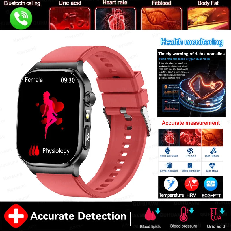 2025 nouvelle montre intelligente 2.04 pouces écran acide urique lipides sanguins composition corporelle cinq détecteurs 650mAh sport HD appel montre intelligente