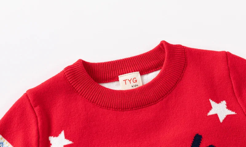 Pull imprimé de noël pour enfants, Costume du nouvel an 2025, manches longues, col rond, pulls tricotés doux et décontractés, pull chaud, haut de noël