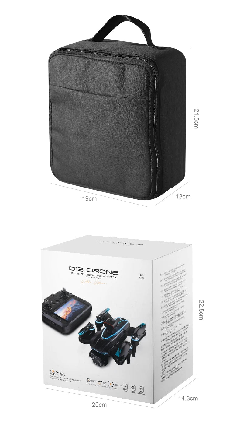 Nouveau Drone D13 4K professionnel trois caméras HD avec grand écran 5G WIFI FPV Dron flux optique sans brosse vol stationnaire pliable quadrirotor