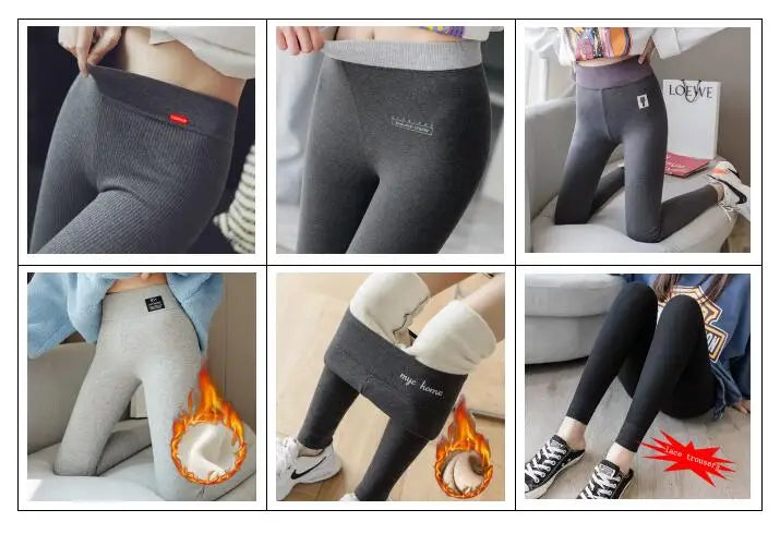Women's Ribbed Leggings 2025 High Waist Autumn Winter Warm Cotton Leggings Casual Fashion Mesh 2XL Black Pants Sexy Leggings