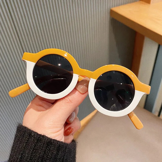 Lunettes de soleil rondes pour enfants, design de dessin animé mignon, léopard, Double couleur, Vintage, Protection UV, classique, pour filles et garçons