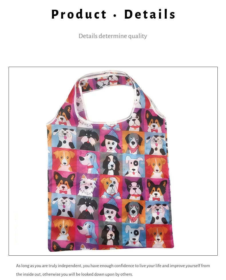 Sac de courses réutilisable, sac d'épicerie pliable en Nylon, fourre-tout créatif et écologique, léger et Durable