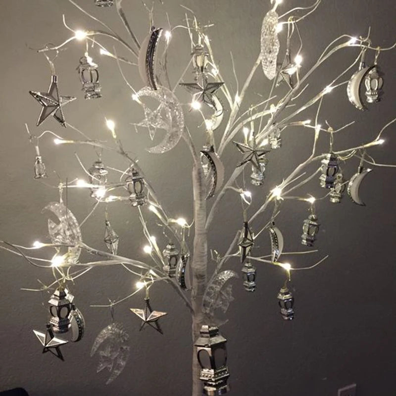 Ramadan decoration: birch tree with LED lights, tabletop tree decorations, Eid Mubarak illuminated tree, Ramadan Kareem party lights