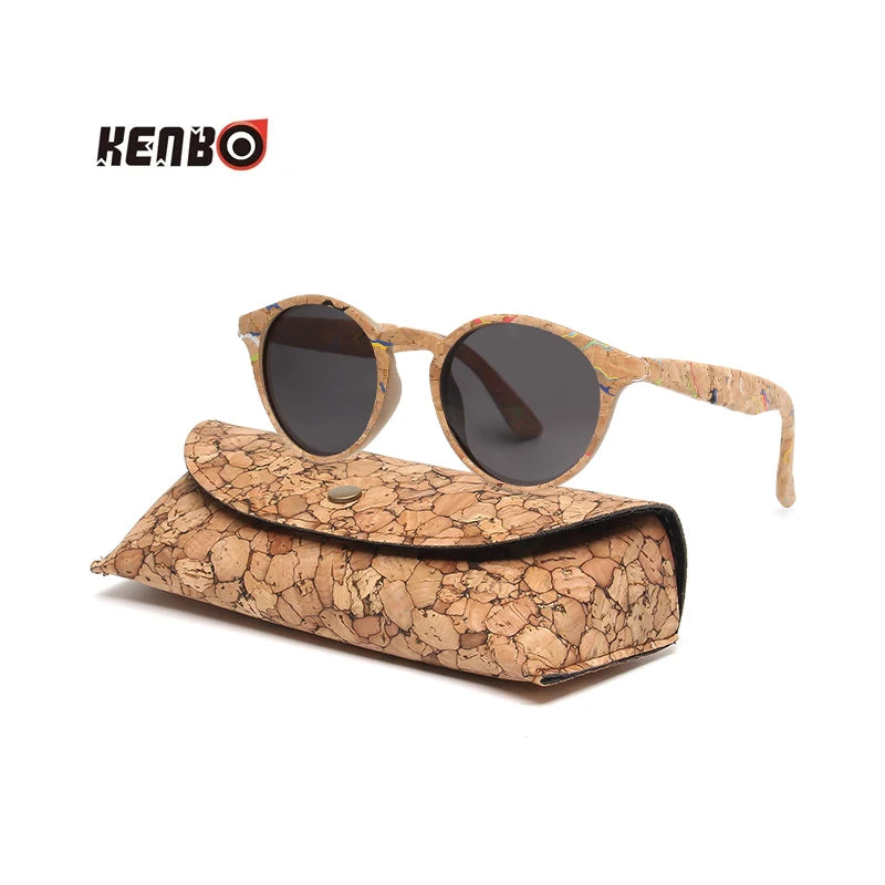 Kenbo haute qualité ronde bois bambou Grain lunettes de soleil polarisées avec étui mode femmes homme nuances lunettes de soleil en bois